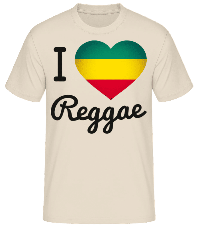 Vista previa: I Love Reggae Black - Camiseta básica para hombre - Crema - delante