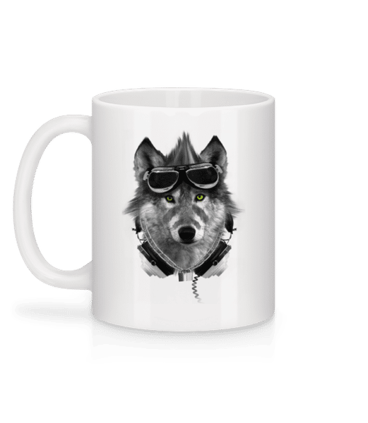 Aperçu: Motard Loup - Mug en céramique blanc - Blanc - Derrière