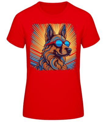 Schäferhund Hippie Look - Frauen Basic T-Shirt - Rot - Vorne