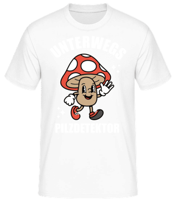 Unterwegs Pilzdetektor - Männer Basic T-Shirt - Weiß - Vorne