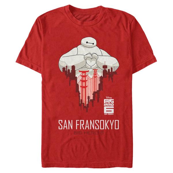 Aperçu: Disney - Les Nouveaux Héros - Baymax SF Love - Homme T-shirt - Rouge - Devant