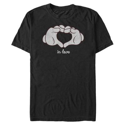 Disney Classics - Ratón Miguelito Miguelín - Mickey Mouse Glove Heart - Día de San Valentín - Hombres Camiseta - Negro - delante