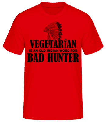 Vegetarian Bad Hunter Indian - Men's B&C T-Shirt - Red - Front