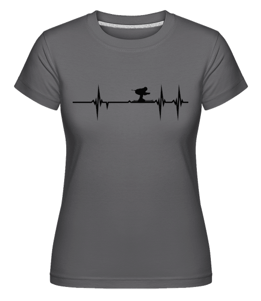 Aperçu: Battement de coeur de ski -  T-shirt Shirtinator femme - Anthracite - Devant