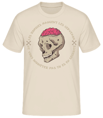 Les Zombies Mangent Les Cerveaux - T-shirt standard Homme - Crème - Devant