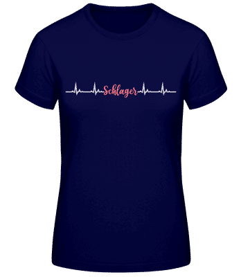 Schlager Heartbeat - Frauen Basic T-Shirt - Marine - Vorne