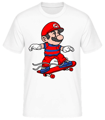 Mario Skateboard - Men's Basic T-Shirt - White - Front