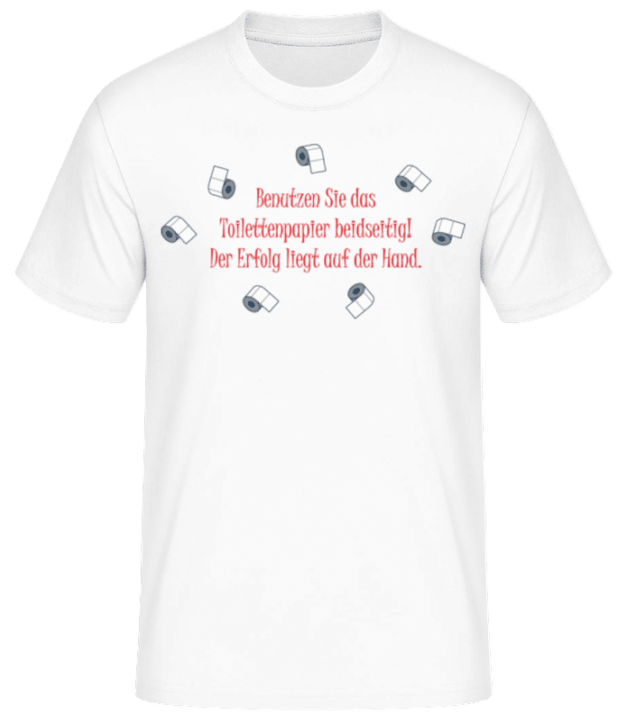 Vorschau: Der Erfolg Liegt Auf Der Hand - Männer Basic T-Shirt - Weiß - Vorne