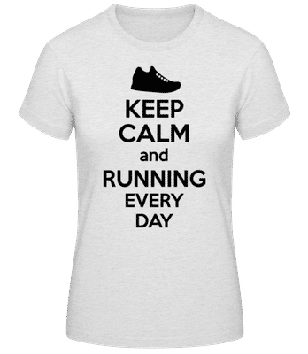 Keep Calm And Running - Frauen Basic T-Shirt - Grau meliert - Vorne