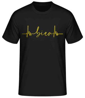 Bier Herzschlag - Männer Basic T-Shirt - Schwarz - Vorne