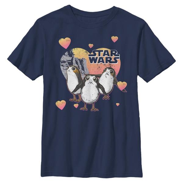 Star Wars - Le Réveil de la Force - Porg Hearts - Valentine's Day - Enfant T-shirt - Bleu marine - Devant