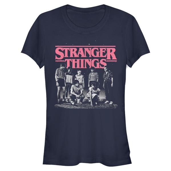 Aperçu: Netflix - Stranger Things - Skupina Stranger Fade - Femme T-shirt - Bleu marine - Devant