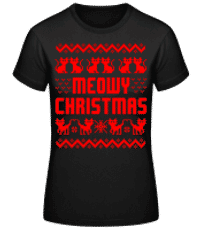 Meowy Christmas - T-shirt standard Femme - Noir - Devant