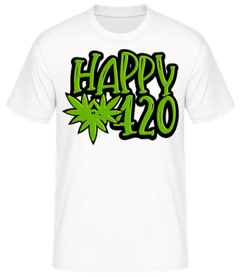Cannabis Happy 420 - Men's Basic T-Shirt - White - Front