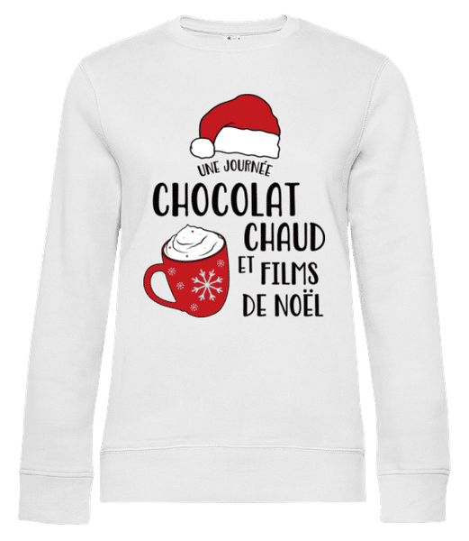 Aperçu: Une Journée Chocolat Chaud Et Films - Sweat-shirt standard pour femme - Blanc - Devant