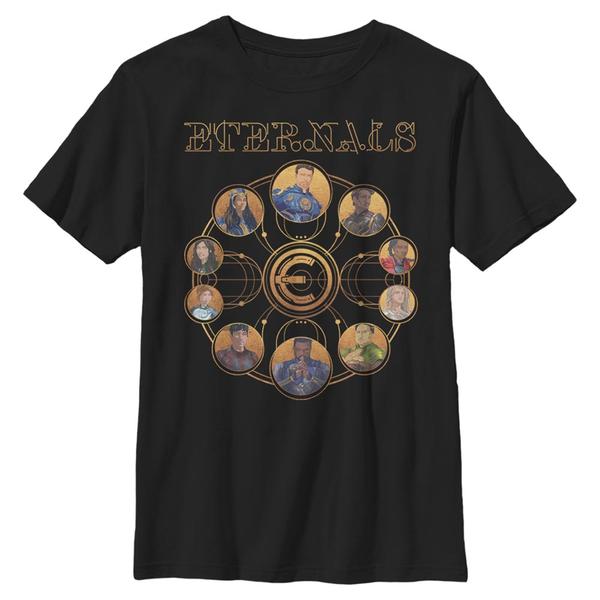 Aperçu: Marvel - Eternals - Photo de groupe Eternals Circular Gold - Enfant T-shirt - Noir - Devant