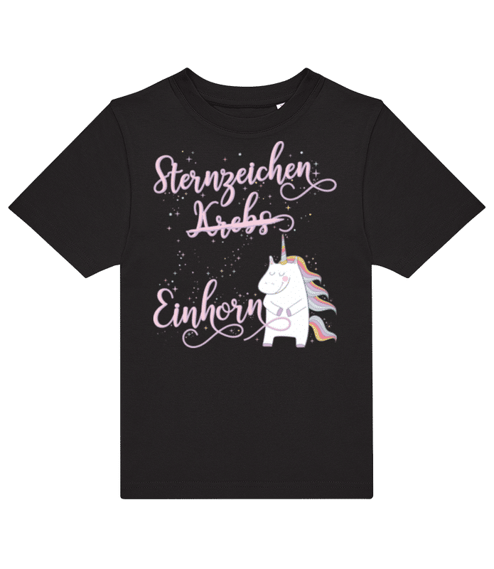 Vorschau: Sternzeichen Einhorn Krebs - Kinder T-Shirt B&C - Schwarz - Vorne