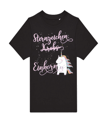 Sternzeichen Einhorn Krebs - Kinder T-Shirt B&C - Schwarz - Vorne