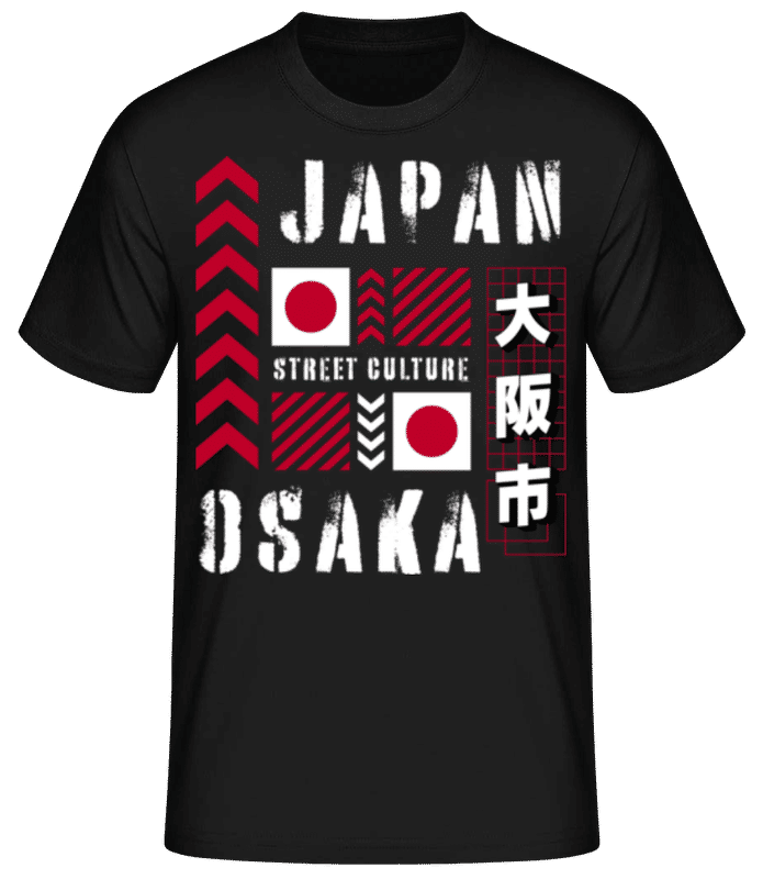 Vista previa: Japan Osaka - Camiseta básica para hombre - Negro - delante