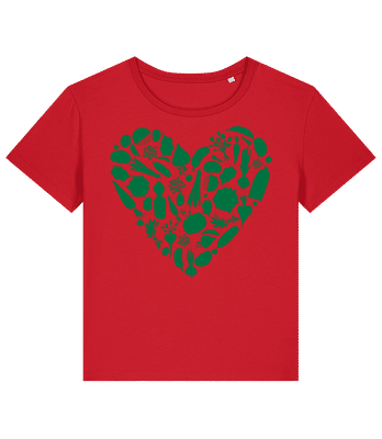 Vegetarisches Herz - Frauen Bio T-Shirt Stanley Stella 2.0 - Rot - Vorne