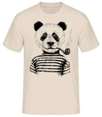 Hipster Panda Black - Men's Basic T-Shirt - Cream - Front