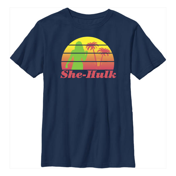 Aperçu: Marvel - She-Hulk Attorney at Law - Miss Hulk Retro Sunset She Hulk - Enfant T-shirt - Bleu marine - Devant