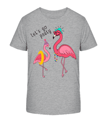Party Flamingos - Kinder Bio T-Shirt Stanley Stella 2.0 - Grau meliert - Vorne