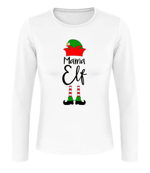 Vorschau: Mama Elf - Frauen Longsleeve Basic - Weiß - Vorne