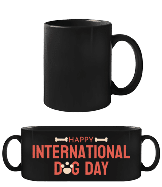 Aperçu: Happy Dog Day - Tasse Noire - Noir - Devant