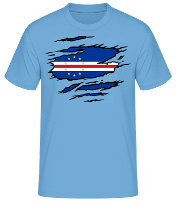 Zerrissene Fahne Kap Verde - Männer T-Shirt B&C - Hellblau - Vorne