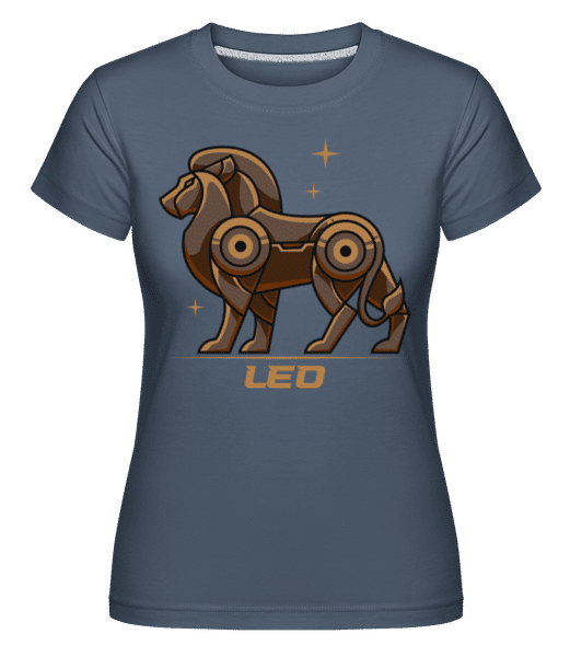 Preview: Mecha Robotic Zodiac Sign Leo - Shirtinator Women's T-Shirt - Denim - Front