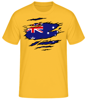 Zerrissene Fahne Australien - Männer Basic T-Shirt - Goldgelb - Vorne