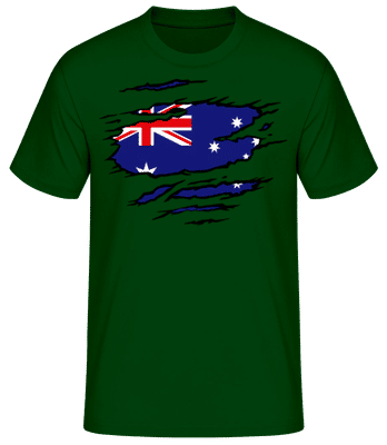 Zerrissene Fahne Australien - Männer Basic T-Shirt - Flaschengrün - Vorne