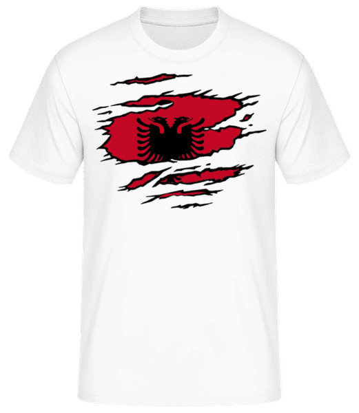 Aperçu: Drapeau Déchiré De L'Albanie - T-shirt standard Homme - Blanc - Devant
