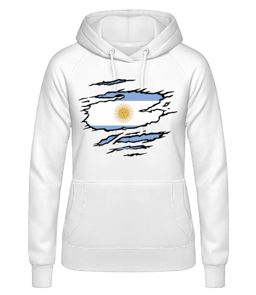 Aperçu: Drapeau mûré Argentine - Sweat à capuche Femme - Blanc - Devant