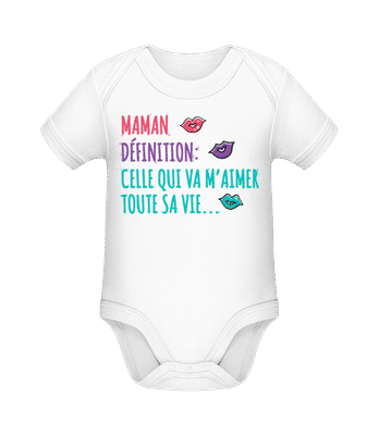 Maman Définition - Body manches courtes bio - Blanc - Devant