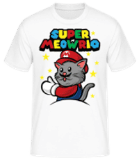 Super Meowrio - Männer Basic T-Shirt - Weiß - Vorne