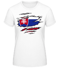Zerrissene Flagge Slowakei - Frauen Basic T-Shirt - Weiß - Vorne