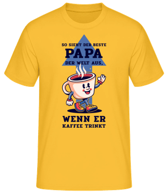 Bester Papa Der Welt Kaffee - Männer Basic T-Shirt - Goldgelb - Vorne