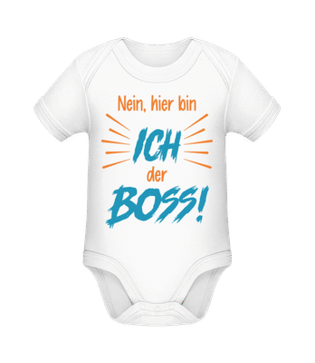 Motiv Nein Hier Bin Ich Der Boss - Baby Bio Strampler - Weiß - Vorne
