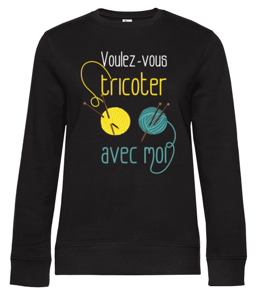 Aperçu: Voulez Vous Tricoter - Sweat-shirt standard pour femme - Noir - Devant