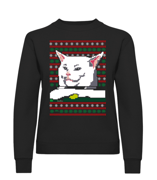 Aperçu: Ugly Cat Christmas - Sweatshirt Femme - Noir - Devant