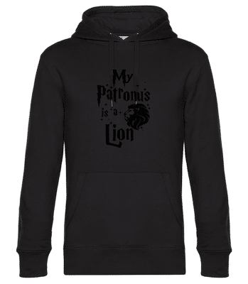 My Patronus Is A Lion - Sweat à capuche premium Unisexe - Noir - Devant