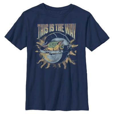 Star Wars - Mandalorian - The Child Rock Child Pod - Dětské Tričko - Namořnická modrá - Napřed