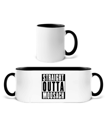 Straight Outta Moosach - Tasse zweifarbig - Weiß / Schwarz - Vorne