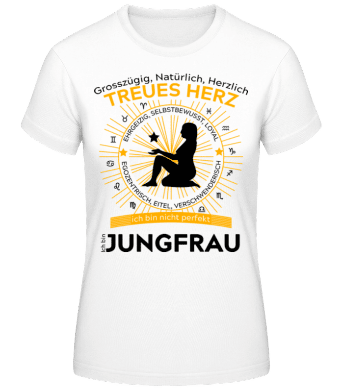 Vorschau: Sternzeichen Jungfrau Orange - Frauen Basic T-Shirt - Weiß - Vorne