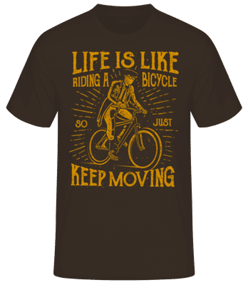 Life Is Like Riding A Bicycle - Pánske basic tričko - Hnedá - Predné