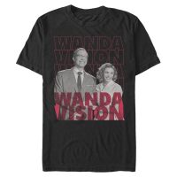 Marvel - WandaVision - Scarlet Witch & Vision Repeating Text - Pánské Tričko - Černá - Napřed