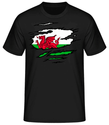 Ripped Flag Wales - Men's Basic T-Shirt - Black - Front