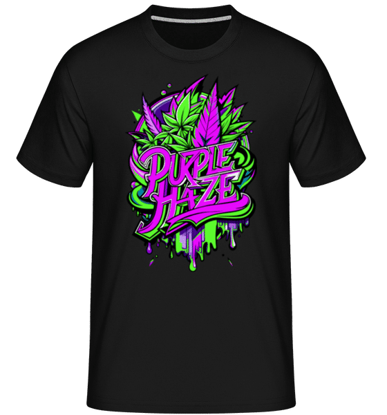 Aperçu: Cannabis Purple Haze -  T-Shirt Shirtinator homme - Noir - Devant